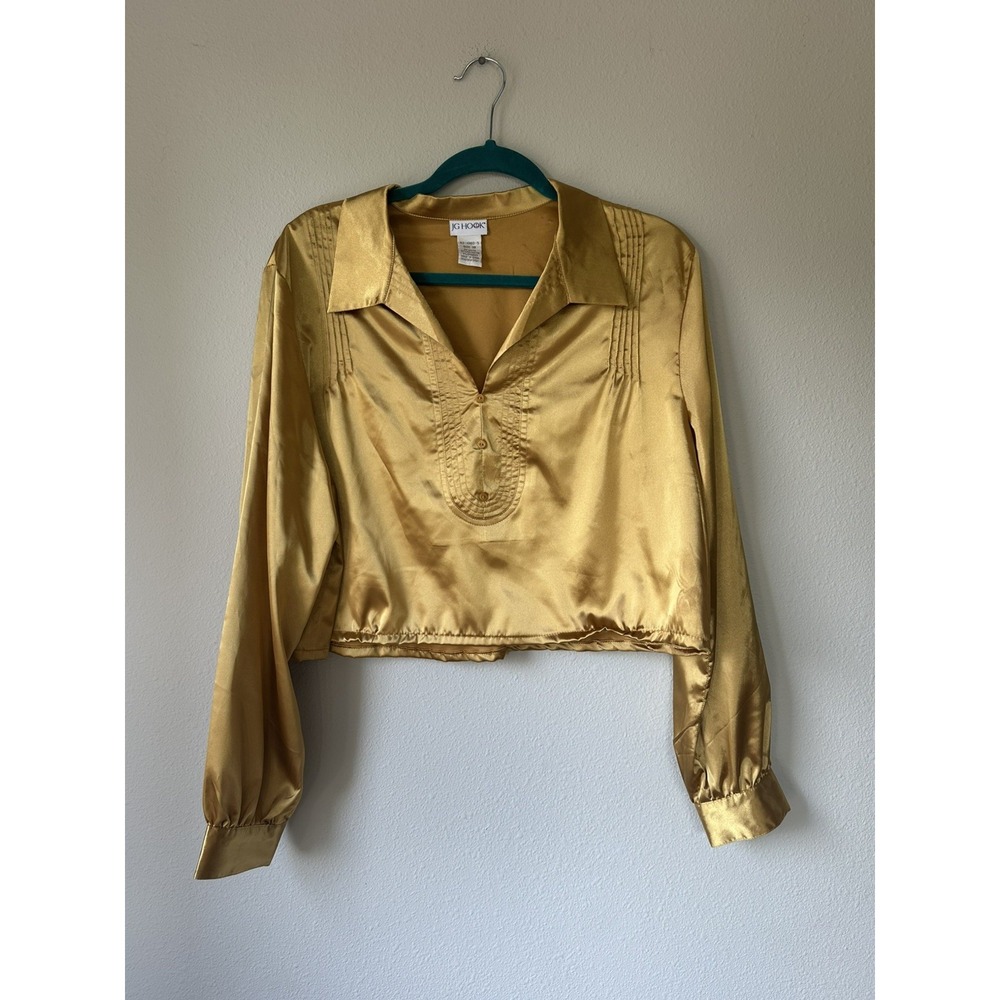 Vintage JG Hook‎ Cropped V Neck Blouse Hold Size 18
